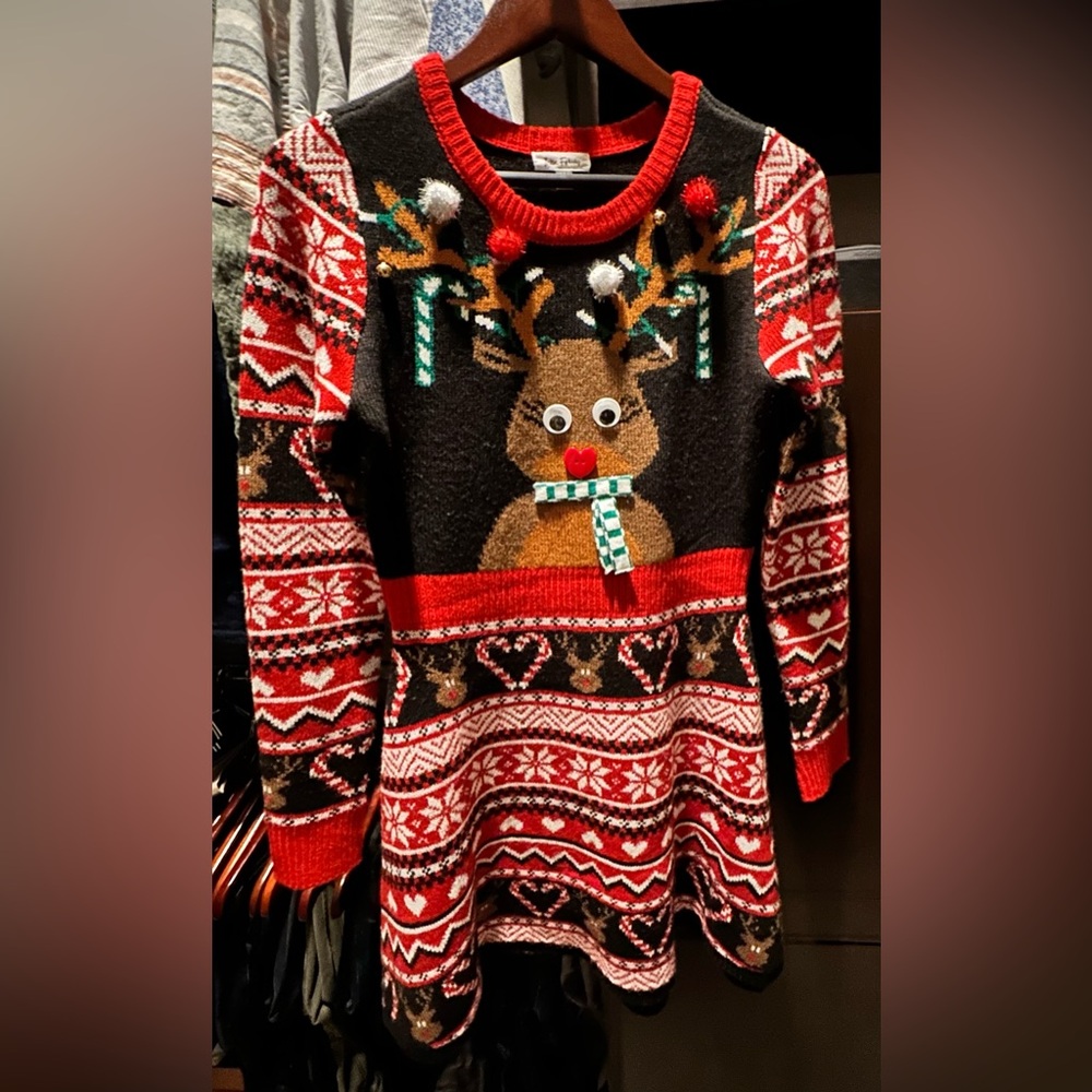 Christmas Sweater Dress - Rudolph the Red Nosed Reindeer (Sz L)